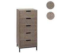 Commode HWC-N90, armoire Highboard, design 3D 5 tiroirs bois métal 84x35x29cm gris-brun