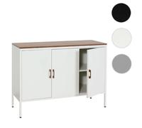 Commode HWC-L84, Armoire Buffet, 3 portes métal 90x120x40cm, mélaminé blanc