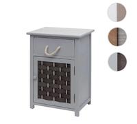 Commode HWC-K83, armoire à tiroirs, bois 55x39,5x28,5cm gris, poly rotin gris foncé