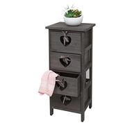 Mendler Commode Forli – 4 tiroirs (70×29×25 cm) avec cœurs – Vintage gris-brun