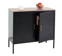Mendler Commode HWC-L84 2 Portes métal 90x90x40cm mélaminé Noir