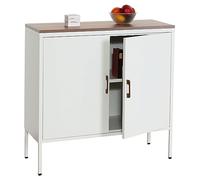 Mendler Commode HWC-L84, Armoire Buffet, 2 Portes métal 90x90x40cm, mélaminé - Blanc