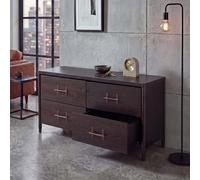 Mendler Commode HWC-Q66 60x120x40cm Bois Noir métal Couleur cuivre