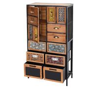 Commode À Pharmacie Hwc-L38, Armoire À Tiroirs Commode Étagère Tiroirs, Métal Sapin Bois, Vintage Shabby-Look 120x62x33cm Multicolore