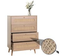 Mendler Commode rotin kubu et bois - Marron