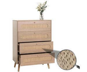 Mendler Commode rotin kubu et bois - Marron