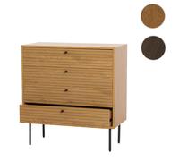 Commode HWC-N78, Sideboard armoire, 4 tiroirs, style scandinave métal bois mélamine MVG 85x80x40cm ~ naturel