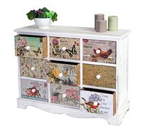 Mendler Commode Venlo à tiroirs Style Shabby Chic Vintage 9 tiroirs 60x79x30cm