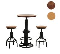 Mendler Ensemble bar table + 2 tabourets - Marron