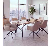 Mendler Ensemble de 6 chaises de Salle à Manger HWC-R23 Chenille Beige