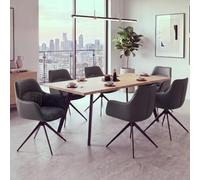 Mendler Ensemble de 6 chaises de Salle à Manger HWC-R23 Chenille Gris foncé