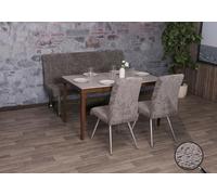 Mendler Ensemble de Salle à Manger HWC-G55 2 chaises et Banc 160cm Chenille Gris foncé