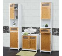 Mendler Ensemble salle de bain bambou - Blanc