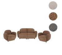 Mendler Ensemble salon canapé 2 places et 2 fauteuils - Marron