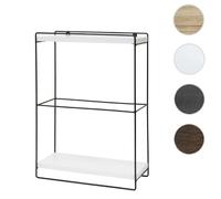 Etagère murale HWC-K77, étagère suspendue Etagère de cuisine, bois massif métal industriel 2 étagères 50x35x17cm blanc