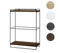 Etagère murale HWC-K77, étagère suspendue Etagère de cuisine, bois massif métal industriel 2 étagères 50x35x17cm brun foncé