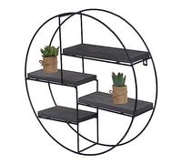 Mendler Étagère murale HWC-K76 4 étagères métal 45x45x11cm Gris foncé