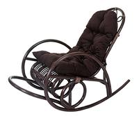 Fauteuil à bascule HWC-C40, fauteuil oscillant en rotin, marron ~ revêtement marron