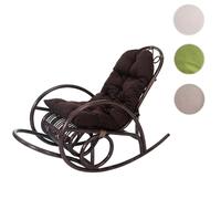Fauteuil à bascule HWC-C40, fauteuil oscillant en rotin, marron ~ revêtement marron
