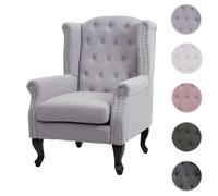 Mendler Fauteuil de Luxe Chesterfield Gris sans ottomane