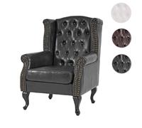 Mendler Fauteuil Chesterfield similicuir - Noir