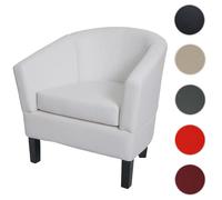 Fauteuil lounge HWC-O17, fauteuil club fauteuil cocktail, certifié MVG similicuir blanc