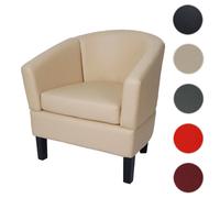 Fauteuil lounge HWC-O17, fauteuil club, fauteuil cocktail, certifié MVG, similicuir crème