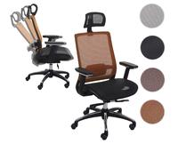 Chaise de bureau HWC-A20 chaise pivotante, ergonomique, appui-tête, tissu noir/orange