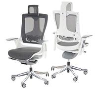 Mendler Fauteuil de bureau MERRYFAIR Wau 2 pivotant rembourré / filet ergonomique Blanc/Noir