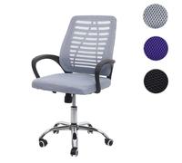 Chaise de bureau HWC-L44 chaise d'ordinateur, dossier ergonomique, revêtement filet tissu/textile gris