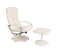 Mendler Fauteuil de Relaxation N44, avec Pouf, pivotant, Simili-Cuir, Blanc