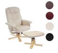 Fauteuil relax /de relaxation M56 avec pouf, simili-cuir, crème