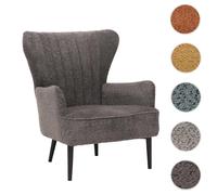 Lounge-Sessel HWC-K37, Cocktail-/Ohrensessel Polsterstuhl Retro Vintage Stoff Chenille (500g/m²) Öko-Tex gris foncé