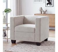Mendler Fauteuil Lille Chaise Longue Tissu Chenille (260 g/m²) Beige