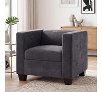 Mendler Fauteuil Lille Chaise Longue Tissu Chenille (260 g/m²) Gris foncé