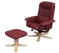 Mendler Fauteuil Relax/de Relaxation M56 avec Pouf, Simili-Cuir - Bordeaux