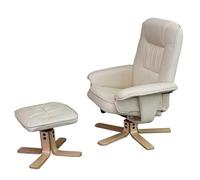 Mendler Fauteuil Relax/de Relaxation M56 avec Pouf, Simili-Cuir - crème