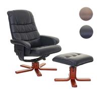 Mendler Fauteuil Relax HWC-E30 siège TV avec Tabouret Similicuir Noir