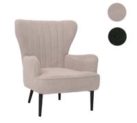 Lounge-Sessel HWC-K37, Cocktail-/Ohrensessel Polsterstuhl Retro Vintage Stoff Velours (290g/m²) Öko-Tex beige