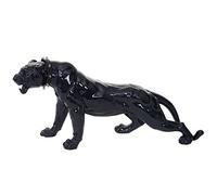 Mendler Figure de décoration Léopard 59 cm intérieur/plein air Noir poli fin avec collier