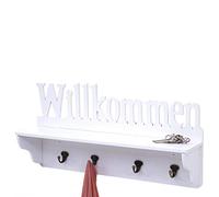 Mendler Garderobe murale HWC-D41AM 4 crochets massifs 30x60x13cm blanc