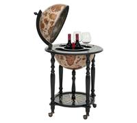 Mendler Globe terrestre, Bar de Salon HWC-A78, minibar Roulant, Bois d'eucalyptus
