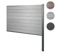 Brise-Vue En Wpc Sarthe, Brise-Vent De Clôture, Poteau En Aluminium Extension, 185cm Gris Gris