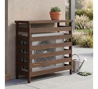 Habillage pour climatiseur/échangeur thermique HWC-Q15, cache en bois certifié MVG 78 x 84 x 32 cm ~ brun foncé