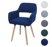 Chaise de salle à manger HWC-A50 II, chaise de cuisine chaise rembourrée, bois tissu/textile Velours (400g/m²) MVG bleu