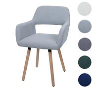 Chaise de salle à manger HWC-A50 II, chaise de cuisine chaise rembourrée, bois tissu/textile Velours (400g/m²) MVG gris clair