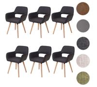 6x chaise de salle à manger HWC-A50 II, fauteuil, design rétro des années 50 similicuir, marron
