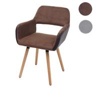 Chaise de salle à manger HWC-A50 II, design rétro années 50 similicuir/ tissu, marron clair, pieds clairs