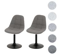 Lot de 2 chaises de salle à manger HWC-A60, chaise de cuisine chaise pivotante, acier MVG tissu/textile bouclé (450g/m²) gris