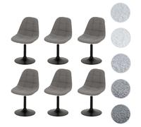 Mendler Chaises de salle à manger HWC-A60 – Lot de 6 – tissu bouclé 450g/m² gris, acier pivotant MVG